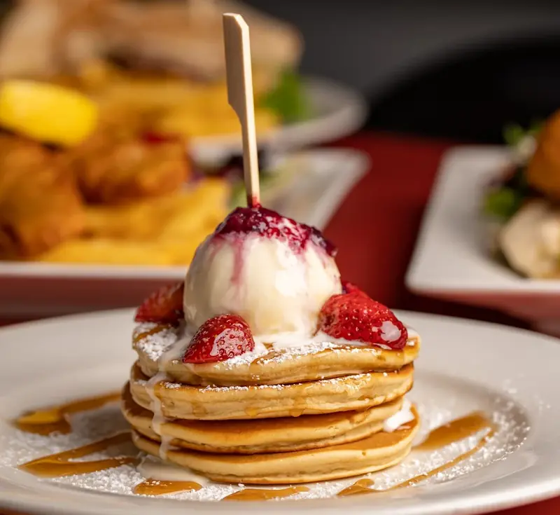 Ricotta pancakes with berries at MK Bower Cafe, Stones Corner Brisbane